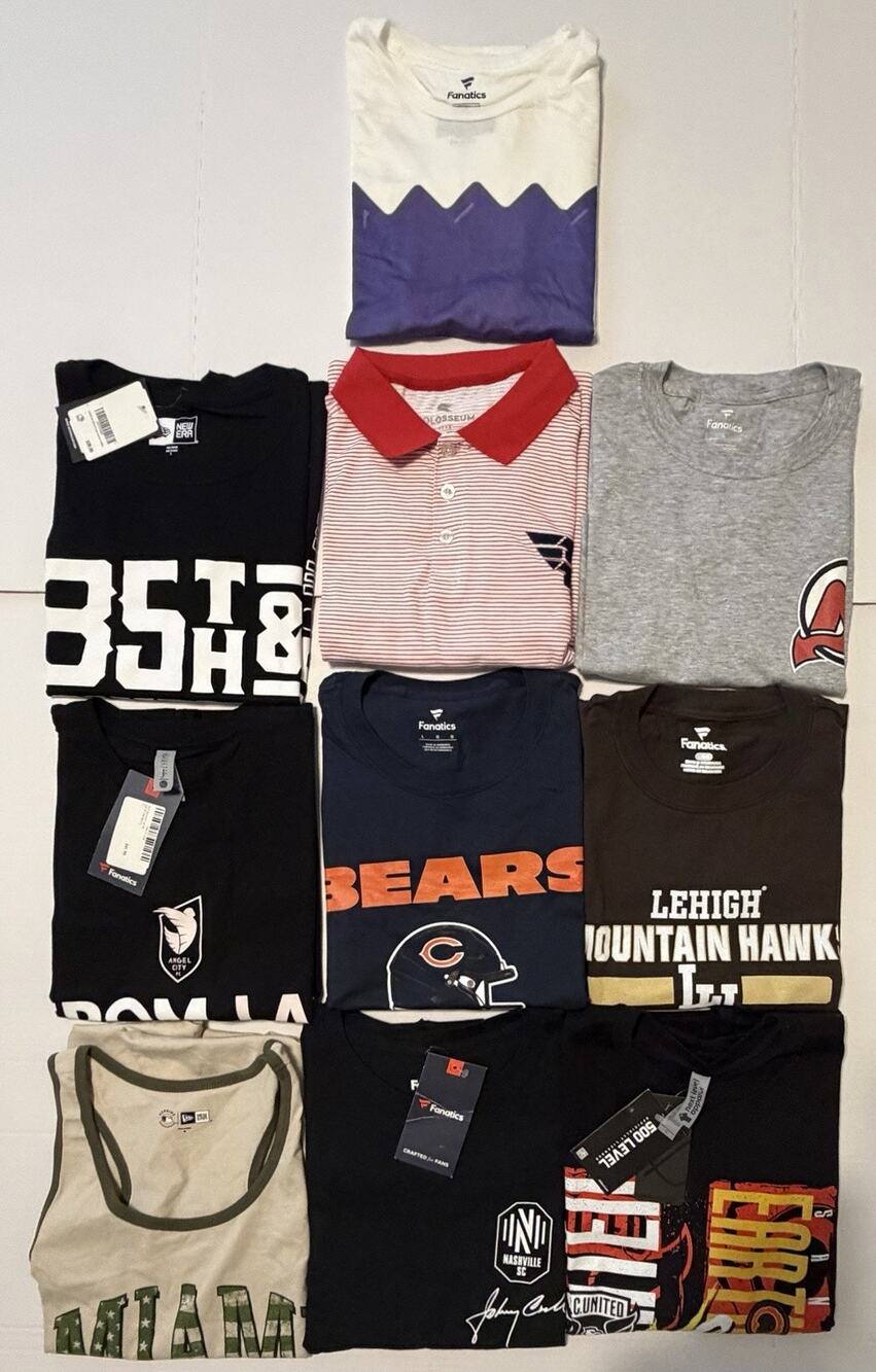 10 T-Shirt Lot ALL SPORTS Bundle Random Sports Team NFL MLB NCAA NHL NBA Large